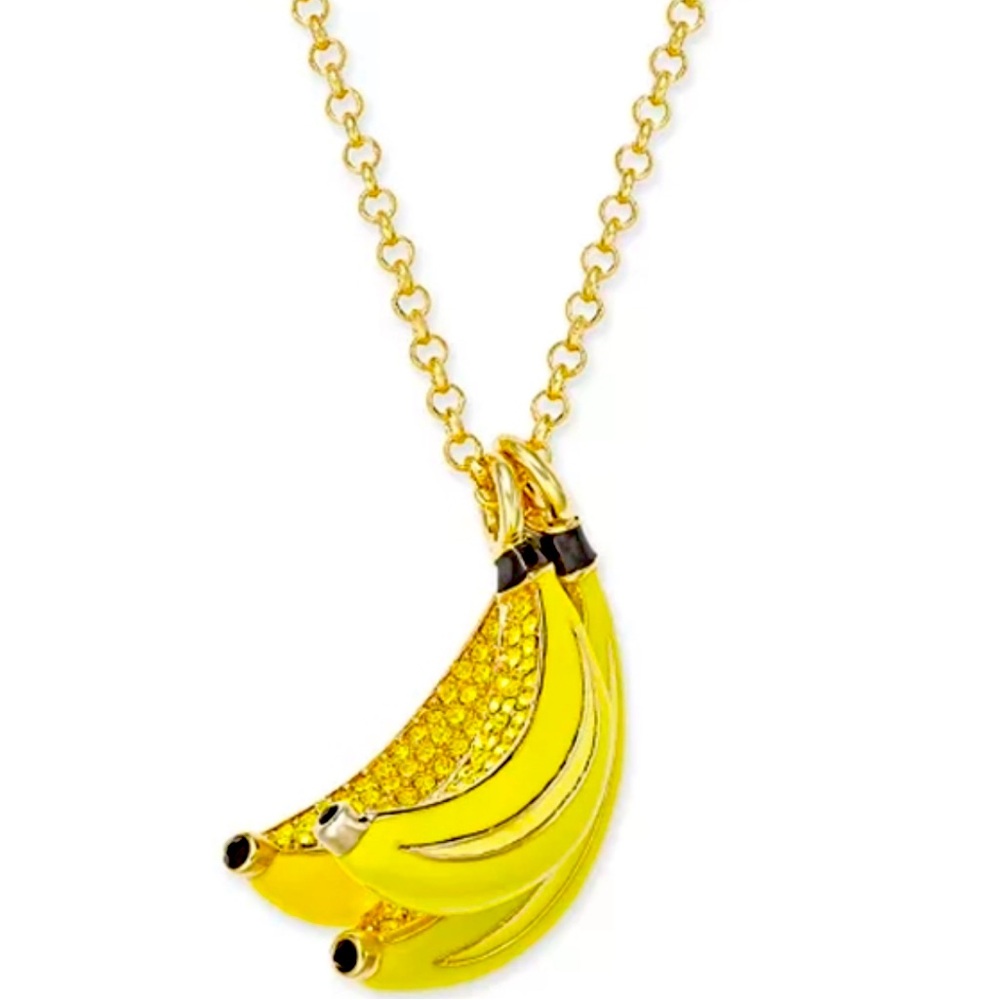 Authentic Kate Spade gold tone crystal banana long pendant necklace NWT Limited